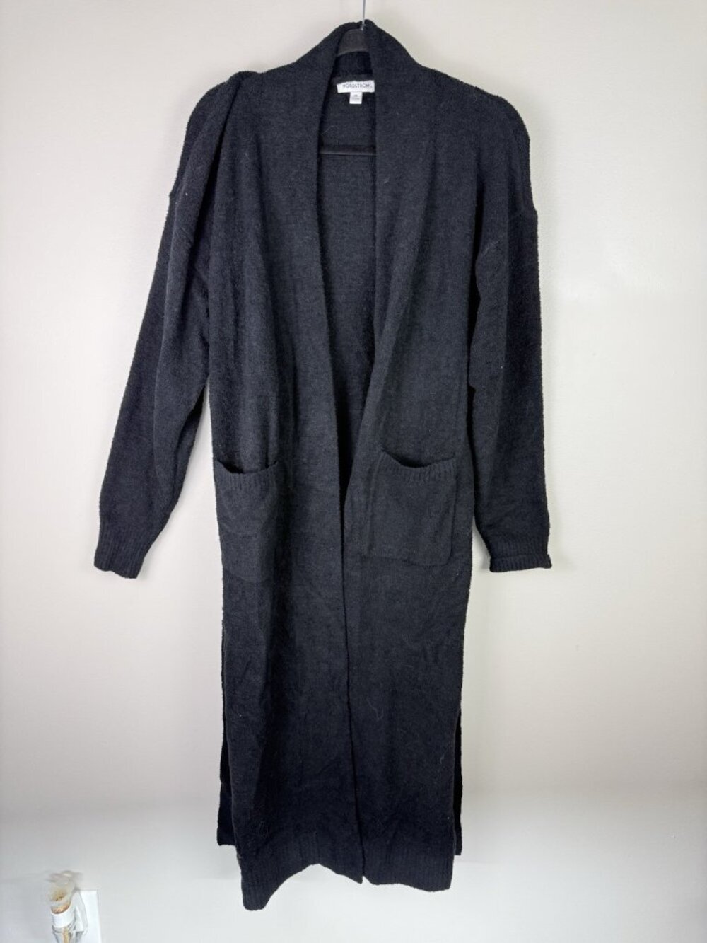 Nordstrom Black Long Cardigan Sweater Duster Belted Cozy Soft Women XS
